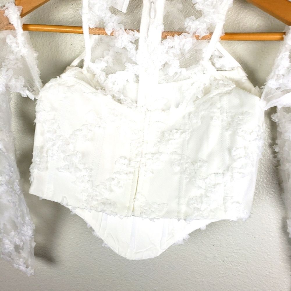 Women's SABO Corset Floral White Sheer Lace Women's Top Size XS - Picture 4 of 10